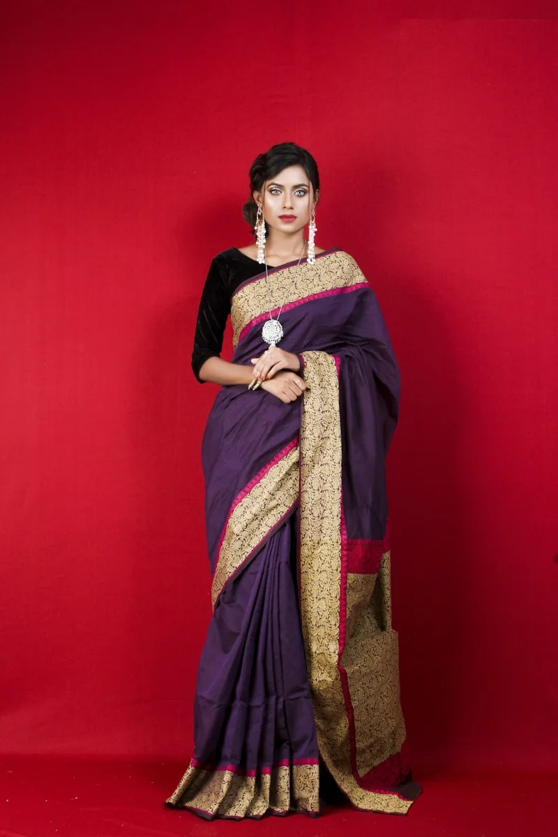 Hand Block Print Cotton Three-Piece Set - Mustard Yellow - Handloom Saree Collection | Noborupa