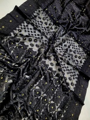 Jamdani Saree Half Silk Tancel 15 Black