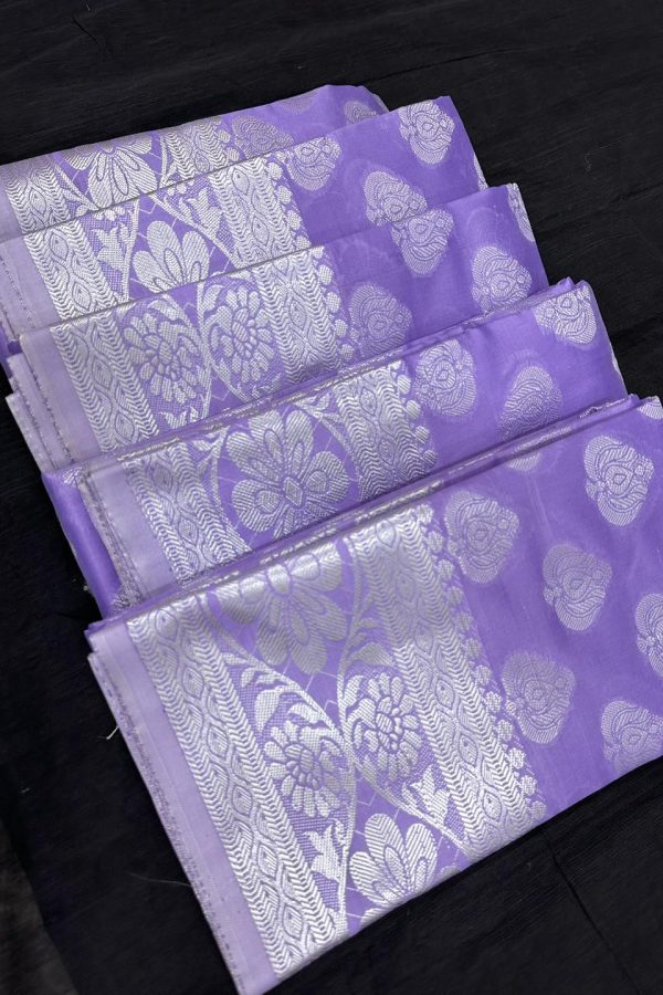 Katan Saree KS002 Bright Lavender 1