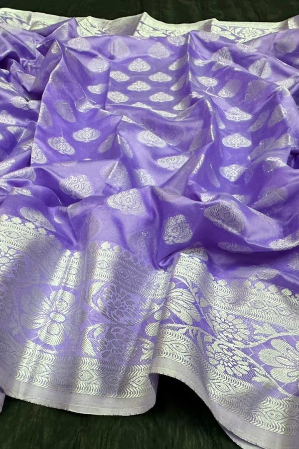 Katan Saree KS002 Bright Lavender 4